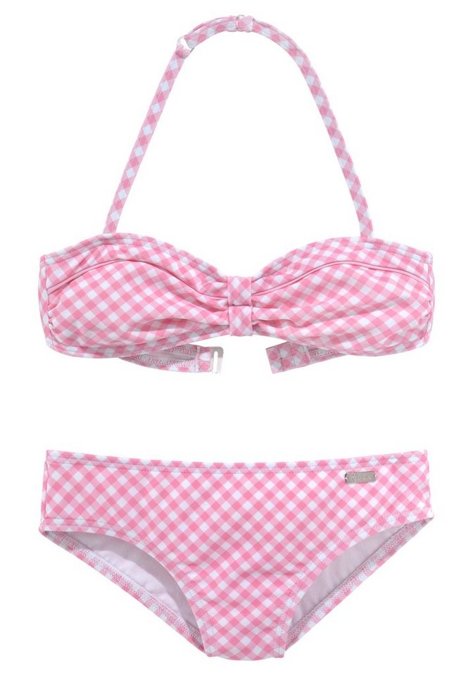 Buffalo Bandeau-Bikini Karo Kids mit unifarbenen Details von Buffalo