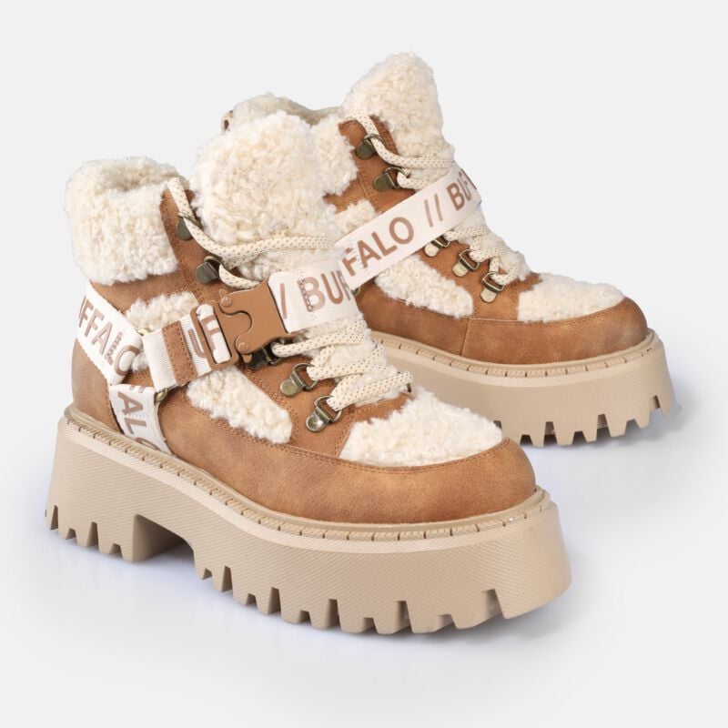 Buffalo Boot - ASPEN COM MID - EU36 bis EU41 - für Damen - Größe EU37 - beige/braun von Buffalo