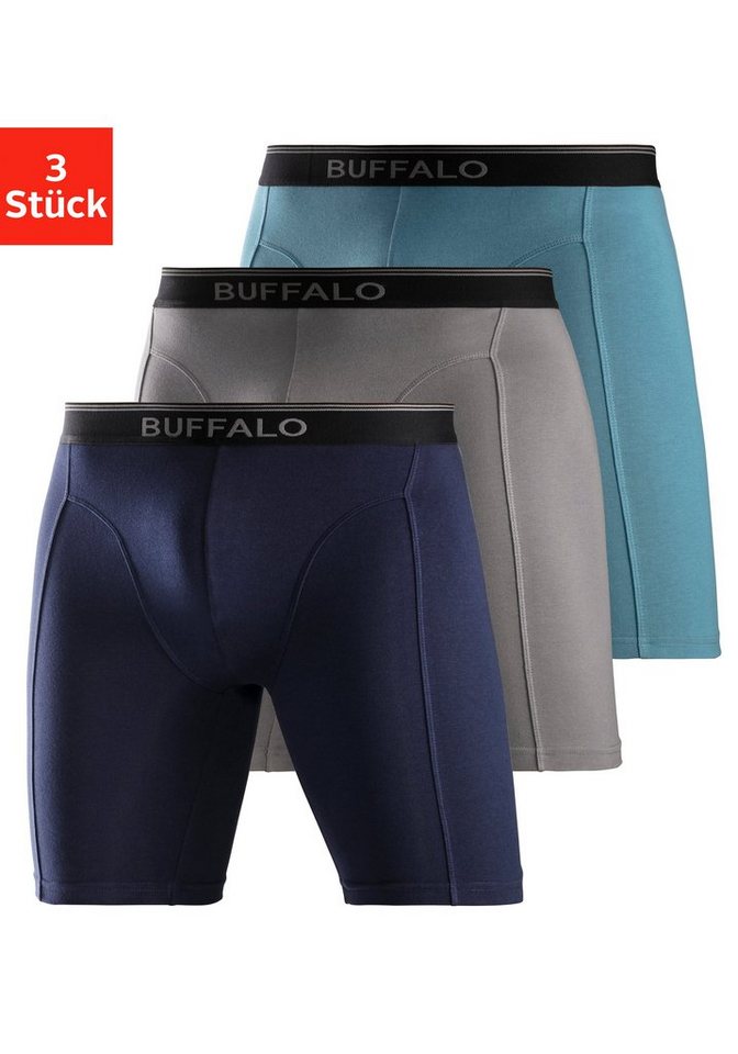Buffalo Langer Boxer Boxershorts für Herren (Packung, 3-St) in langer Form ideal auch für Sport und Trekking von Buffalo