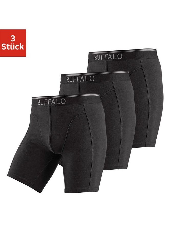 Buffalo Langer Boxer Boxershorts für Herren (Packung, 3-St) in langer Form ideal auch für Sport und Trekking von Buffalo