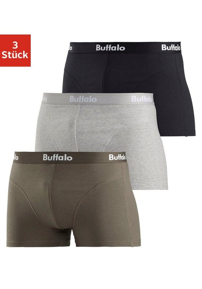 Buffalo Boxer Boxershorts für Herren (Packung, 3-St) mit Overlock-Nähten vorn von Buffalo