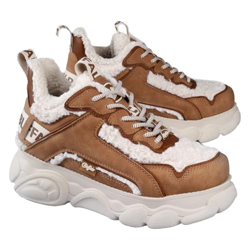Buffalo Damen Schuhe Schnürschuh Plateau Sneaker CLD Chai Warm, Farbe:Braun, Schuhgröße:EUR 40, Artikel:1636023-beige/Brown von Buffalo