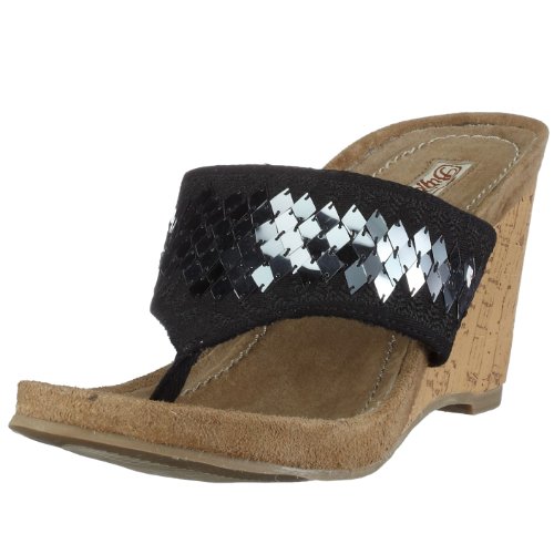 Buffalo Damask Sequins 309-9184-1, Damen Sandalen/Fashion-Sandalen, schwarz, (black 01), EU 41 von Buffalo