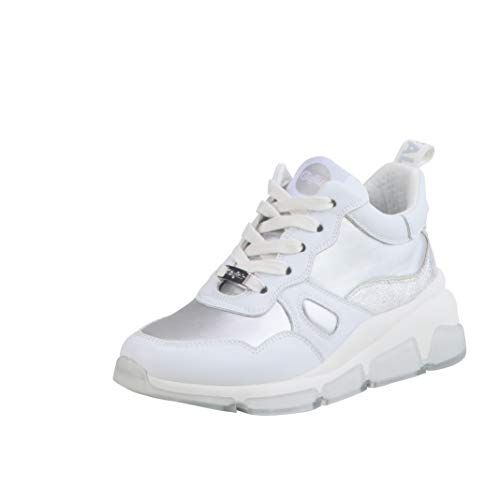 Buffalo Damen Low-Top Sneaker Batter Soft, Damen Halbschuhe,Freizeitschuhe,keil,Sneaker,Wedge,Keilabsatz,Heel,Weiß (White Silver),38 EU / 5 UK von Buffalo