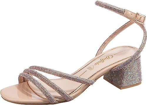 Buffalo Damen Riemchensandalen Lilly Spark Sandalette Synthetik Fußbett Bequem Freizeit uni Sandalette glitzer Abiball Hochzeit von Buffalo