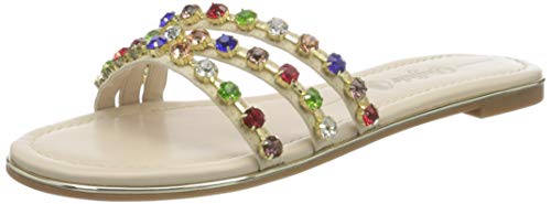 Buffalo Damen Rita Diamonds Flache Sandale, BEIGE/Multi Stones, 40 EU von Buffalo