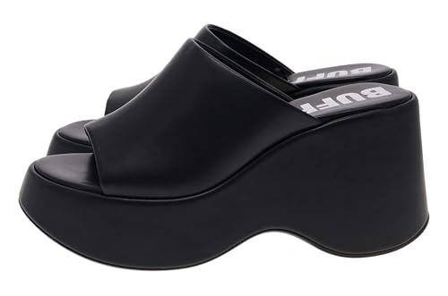 Buffalo Damen Sandale JOY MULE Schwarz Slip-On Plateausandalen 39 EU von Buffalo