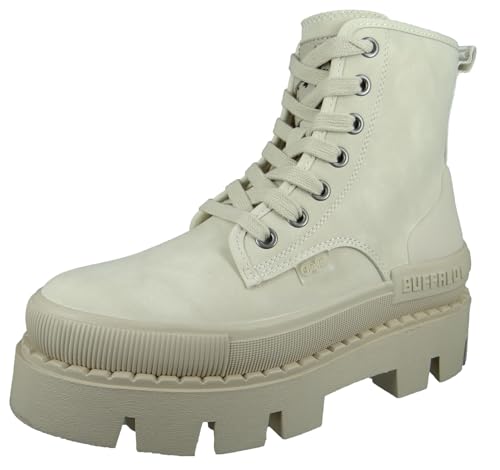 Buffalo Damen Schnürboots Raven LACE UP HI - Vegan Nubuk Cream von Buffalo