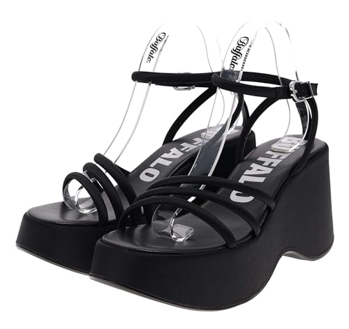 Buffalo Damen Schuhe JOY MSS SANDAL Schwarz Plateausandalen 40 EU von Buffalo