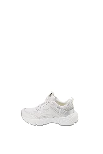 Buffalo Damen Skater Sneaker CLD-Run-Jog, Damen Sneaker,Freizeitschuhe,Turnschuhe,Laufschuhe,Low-Tops,Woman,Lady,Weiß (White/Silver),37 EU / 4 UK von Buffalo