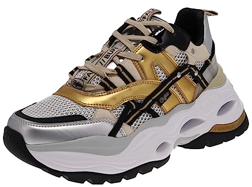 Buffalo Damen Sneaker Triplet Hollow Low Top Schnürschuhe Damenschuhe Gold Silber Schwarz 41 EU von Buffalo