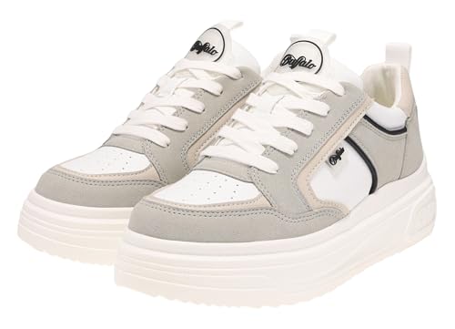 Buffalo Damen Sneaker Vectra Low Low-Top Sneaker Schnürschuhe Weiß Grau 38 EU von Buffalo