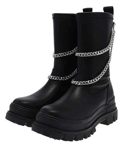 Buffalo Damen Stiefel ASPHA Sock Chain Damen Chelsea Boots Schwarz Silber von Buffalo
