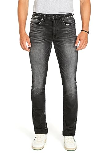 Buffalo David Bitton Herren Slim Ash Jeans, Dunkles und geschliffenes Schwarz, 32W / 30L von Buffalo David Bitton