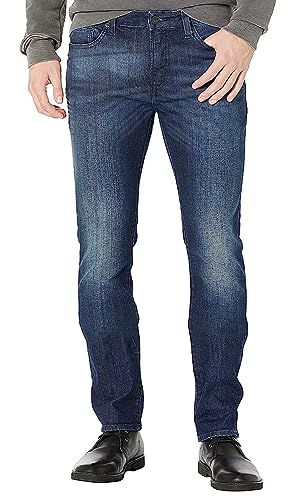 Buffalo David Bitton Herren Slim Ash Jeans, Dark Wash Whiskered und Sanded, 34W / 30L von Buffalo David Bitton