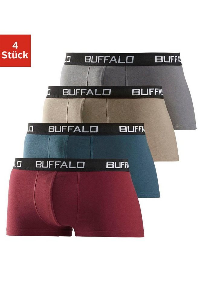 Buffalo Boxershorts (Packung, 4-St) in Hipster-Form mit Kontrastbund von Buffalo