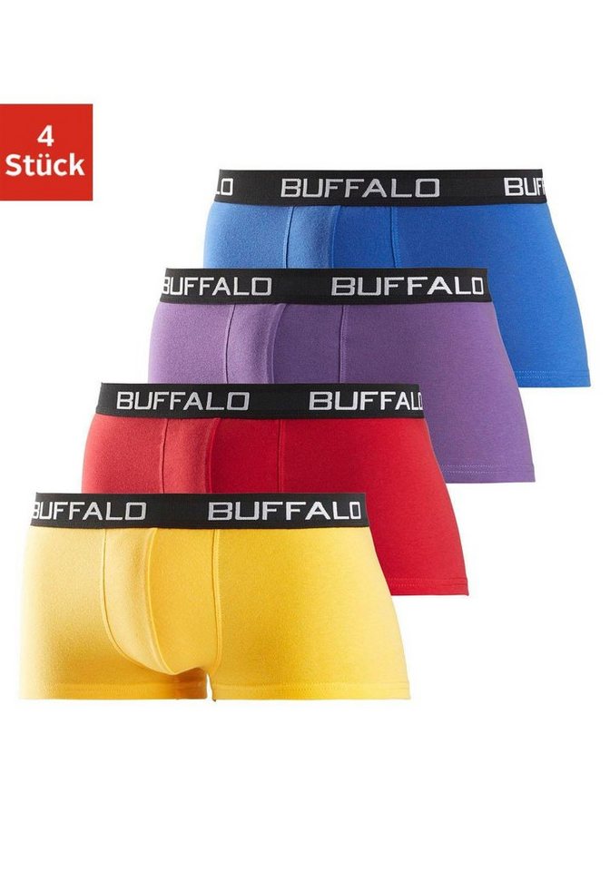 Buffalo Boxershorts (Packung, 4-St) in Hipster-Form mit Kontrastbund von Buffalo