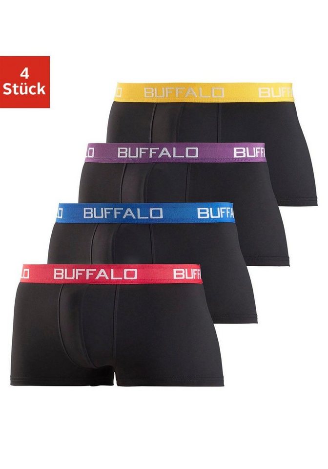 Buffalo Boxershorts (Packung, 4-St) in Hipster-Form mit Kontrastbund von Buffalo
