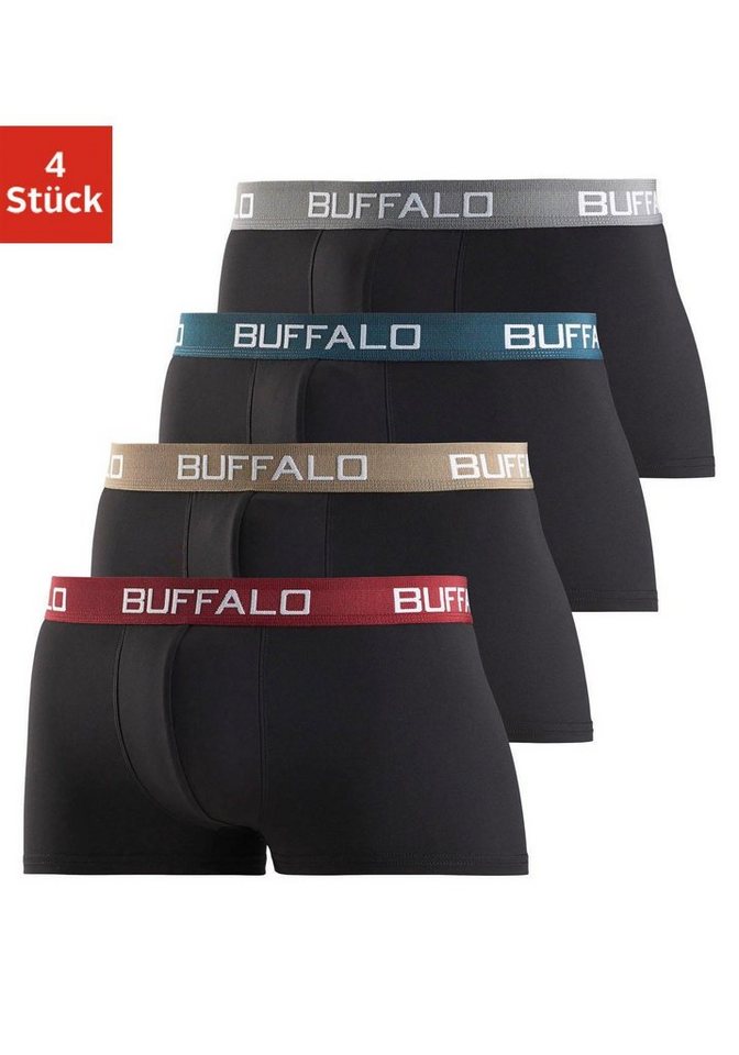 Buffalo Boxershorts (Packung, 4-St) in Hipster-Form mit Kontrastbund von Buffalo