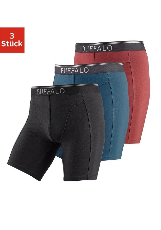 Buffalo Boxer (Packung, 3-St) in langer Form ideal auch für Sport und Trekking von Buffalo