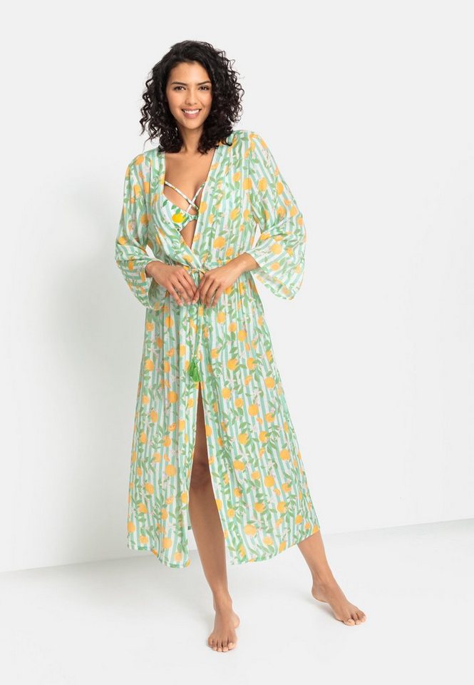 Buffalo Strandkleid im Kimono-Style mit Bindeband, langärmliges Sommerkleid, Kaftan von Buffalo