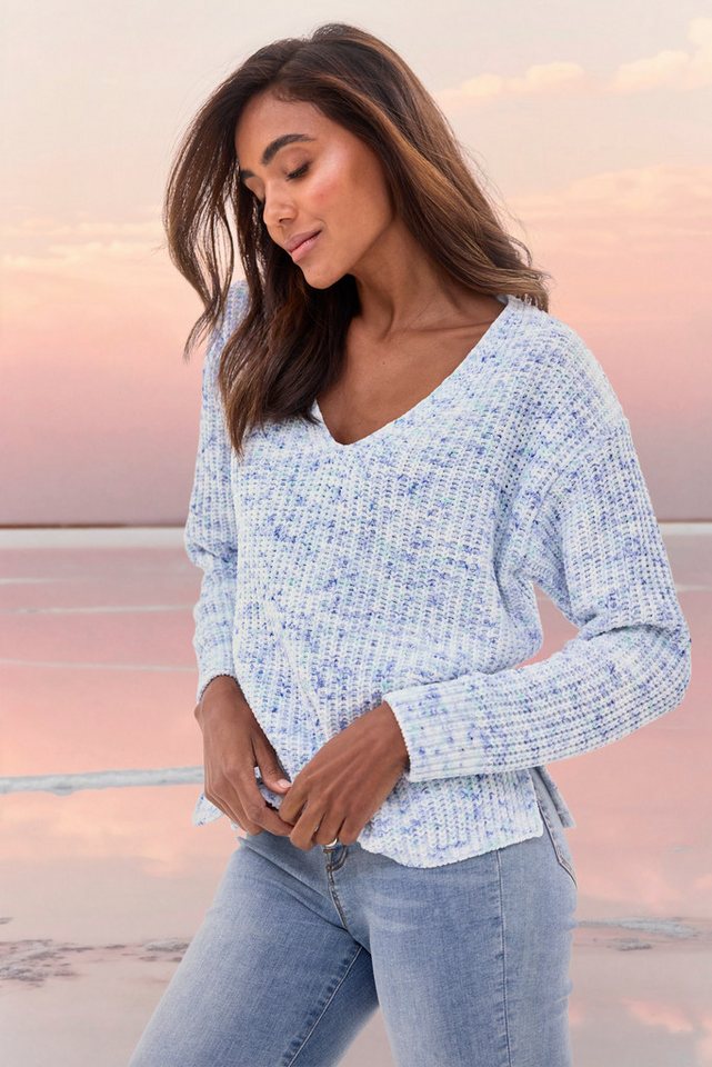 Buffalo V-Ausschnitt-Pullover aus weichem Chenille, Strickpullover, kuschelig weich von Buffalo