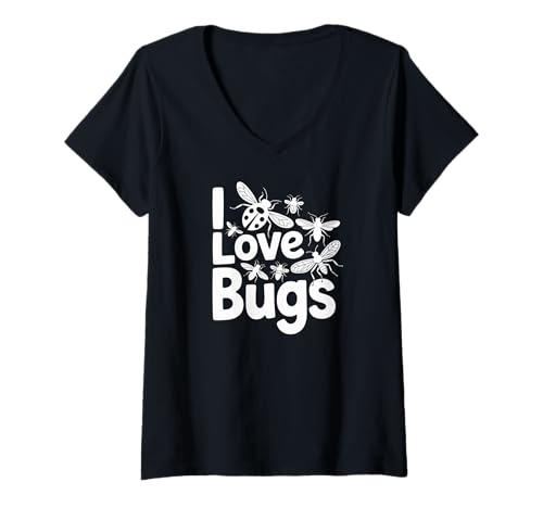 Damen Ich Liebe Käfer, Insektenliebhaber T-Shirt mit V-Ausschnitt von Bug Enthusiast Fun Insect Nature