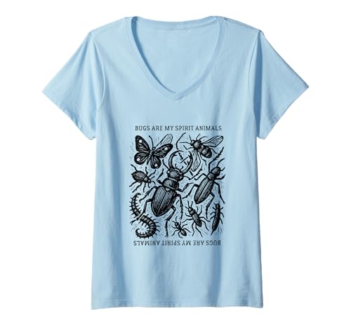 Damen Bugs Are My Spirit Animals Insektenliebhaber Insektenentomologie T-Shirt mit V-Ausschnitt Damen Bugs Are My Spirit Animals Insektenliebhaber Insektenentomologie T-Shirt mit V-Ausschnitt von Bug Life Apparel
