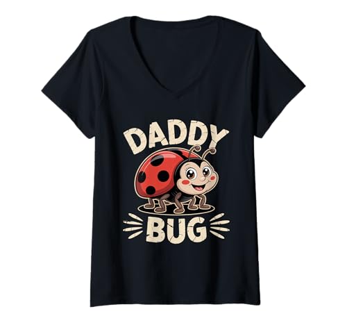 Damen Ladybug Daddy Of The Birthday Girl Father's Day Dad Bug T-Shirt mit V-Ausschnitt von Bug lover Family