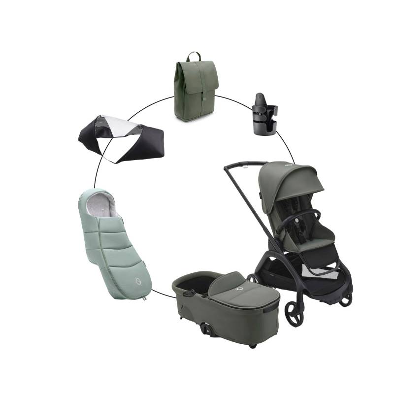 Bugaboo Dragonfly Kombikinderwagen Trio-Set inkl. Fußsack, Wickelrucksack gruen von Bugaboo