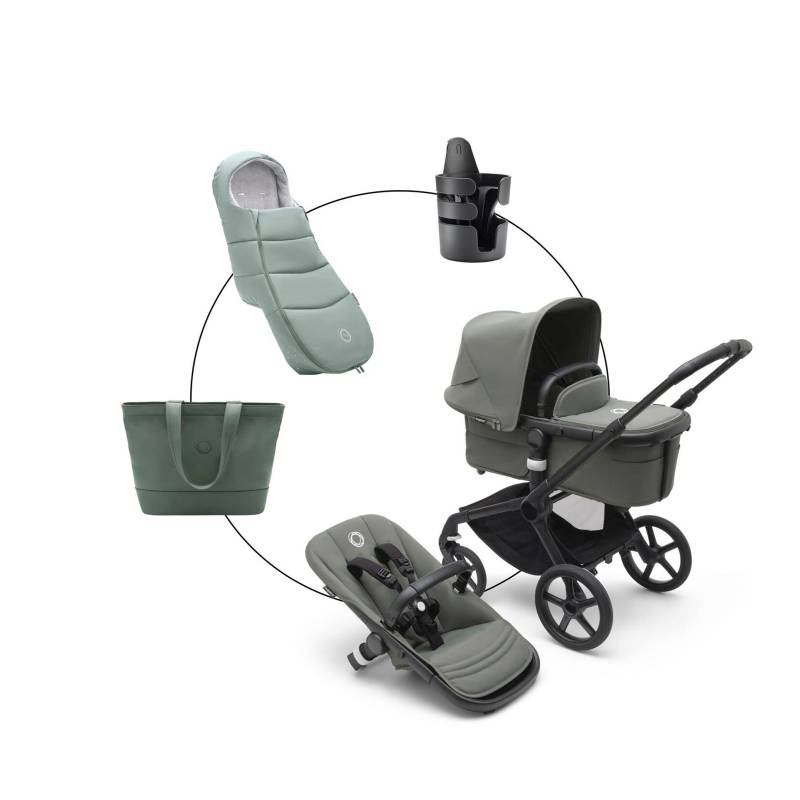 Bugaboo Fox 5 Kombikinderwagen Trio-Set inkl. Fußsack und Wickeltasche gruen von Bugaboo