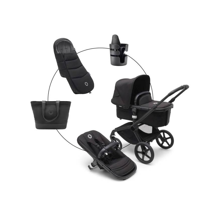 Bugaboo Fox 5 Kombikinderwagen Trio-Set inkl. Fußsack und Wickeltasche schwarz von Bugaboo