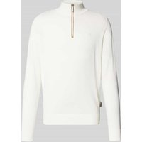 bugatti Strickpullover mit Logo-Stitching in Offwhite, Größe XXL von Bugatti