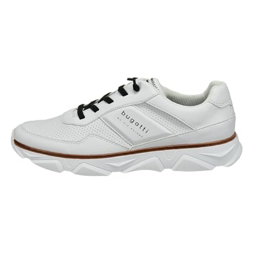 bugatti Sportlicher Sneaker mit Memory Foam, elastische Schnürsenkel, Weiß, 45 EU von bugatti