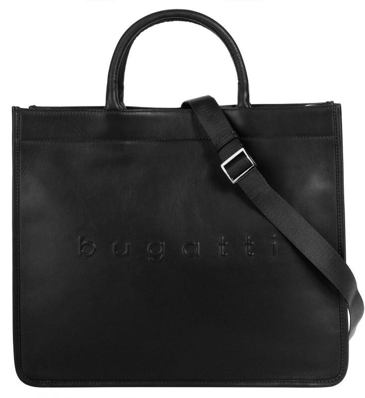 Bugatti - Bugatti Daphne Tote Bag Businesstasche mit Laptopfach echt Leder schwarz Schwarz von Bugatti
