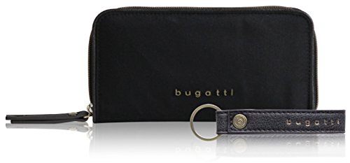 bugatti Contratempo Geldbörse Damen Groß RFID - Frauen Geldbeutel mit Reißverschluss Lang - Damengeldbörse Langbörse Portemonnaie im Querformat, Schwarz von bugatti