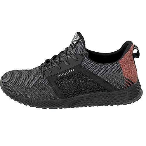 bugatti Sneaker aus atmungsaktivem Mesh, Turnschuh mit Memory Foam, elastische Schnürsenkel, Schwarz, 42 EU von bugatti