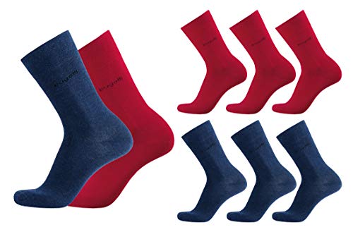bugatti Herren Socken 6er Pack uni basic Farben rot, indigo melange, Size:47-50, Farben:red/ind von bugatti