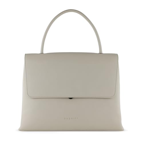 Bugatti Ilva Damen Schultertasche L mit Kosmetiktasche, Handtasche aus Kunstleder, beige von bugatti