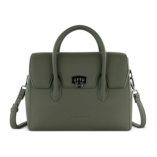 Bugatti Ira Damen Schultertasche M aus Kunstleder, modische Handtasche in olive von Bugatti