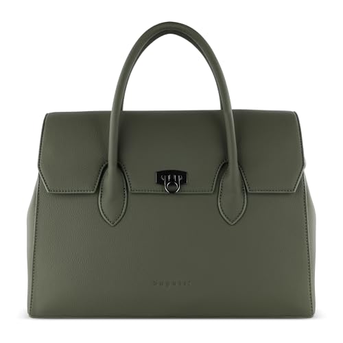 Bugatti Ira Damen Schultertasche groß aus Kunstleder, modische Handtasche L in olive von Bugatti
