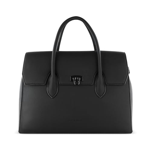 Bugatti Ira Damen Schultertasche groß aus Kunstleder, modische Handtasche L in schwarz von bugatti