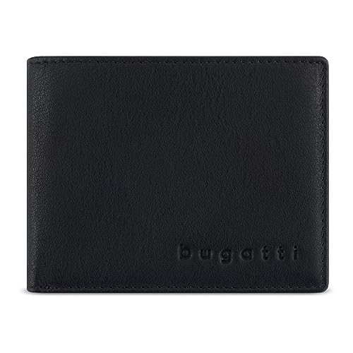 bugatti Lima Geldbörse Herren aus Leder, Portemonnaie Querformat mit RFID-Schutz, schwarz von bugatti