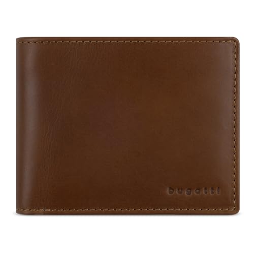 bugatti Remo Portemonnaie mit Klappe und RFID-Schutz, Geldbörse aus echtem Leder, Cognac von bugatti