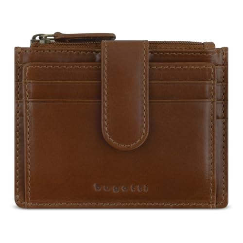 bugatti Remo kleines Portemonnaie mit RFID-Schutz, Mini-Geldbörse aus Leder in Cognac von bugatti