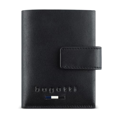 bugatti Romeo Minibörse komplett aus Leder, kleines RFID-Portemonnaie Flag, schwarz von bugatti