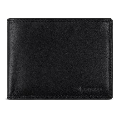 bugatti Savona Geldbörse aus vegetabilem Büffelleder, RFID-Portemonnaie Querformat, Leder-Wallet für Herren, schwarz von bugatti