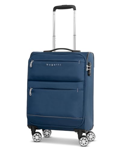 BUGATTI Kabinen-Koffer für Damen und Herren | Kleiner Cabin-Trolley 35 x 22 x 54 cm aus hochwertigem, flexiblem Polyester Material | Doppelrolle & TSA-Schloss| Go Light Soft Serie von BUGATTI