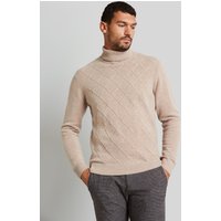 Rollkragenpullover mit 3-D-Rautenmuster in beige von Bugatti