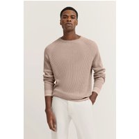 Rundhalspullover mit Ribstruktur in beige von Bugatti